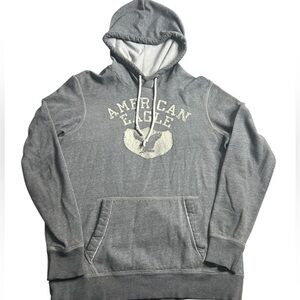 American Eagle Outfitters‎ Vintage Graphic Hoodie Gray Fleece Pullover Size M